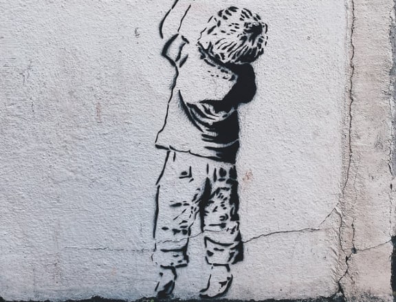 Banksy inspired stencil in Torquay 