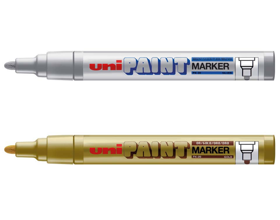 uni ball gold and silver px20 paint pens