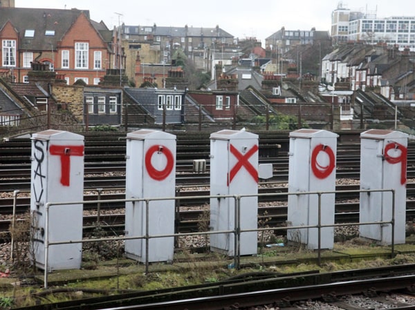 TOX09 trackside graffiti in Clapham, London 