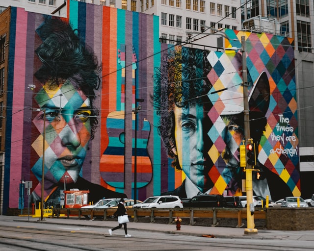 Bob Dylan street art mural in Minneapolis 