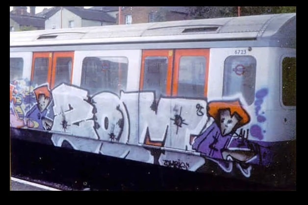 Zomby graffiti on London train