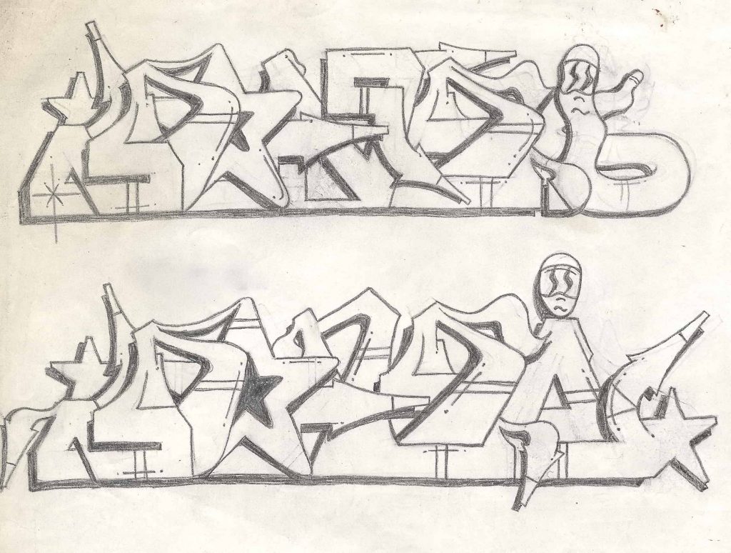 Early graffiti outline by DONDI