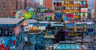 colorful graffiti on new york rooftops