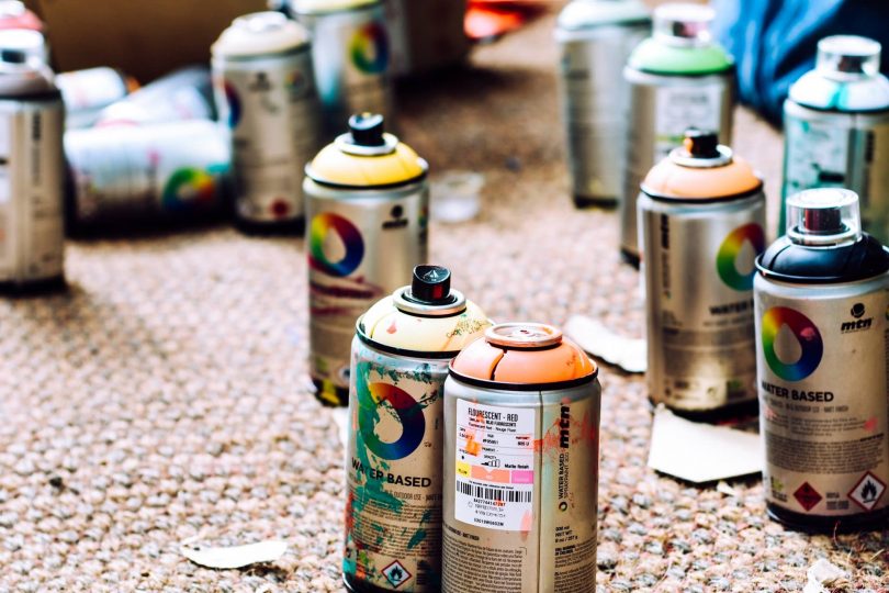 various cans of mtn water based 300 spray paint
