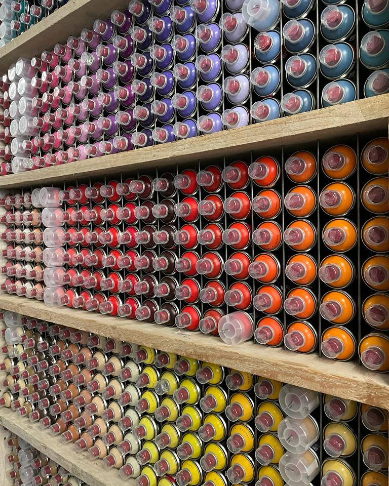 colourful wall of kobra spray paint at upfest gallery, bedmister, bristol