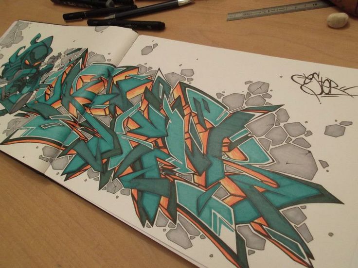 colorful graffiti sketch on paper