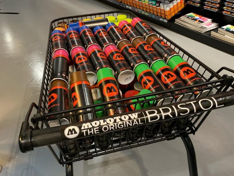 molotow bristol graffiti cans in basket