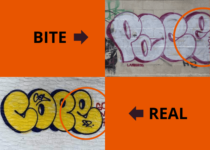 real cope 2 graffiti letter e vs imitation